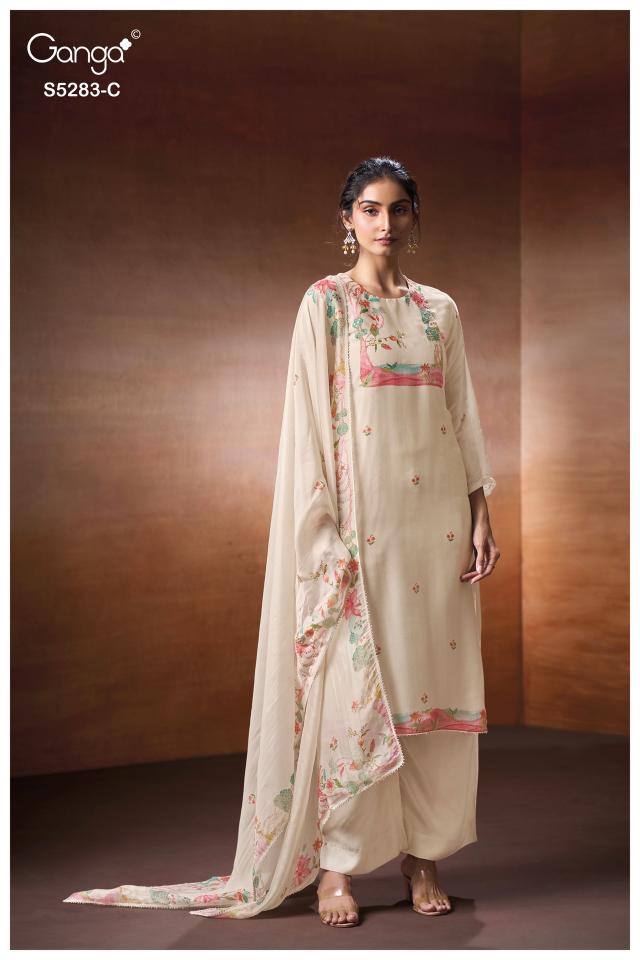 Ganga Delora 5283 party wear dress material wholesale collection for Rajasthan boutiques and ethnic wear retailers