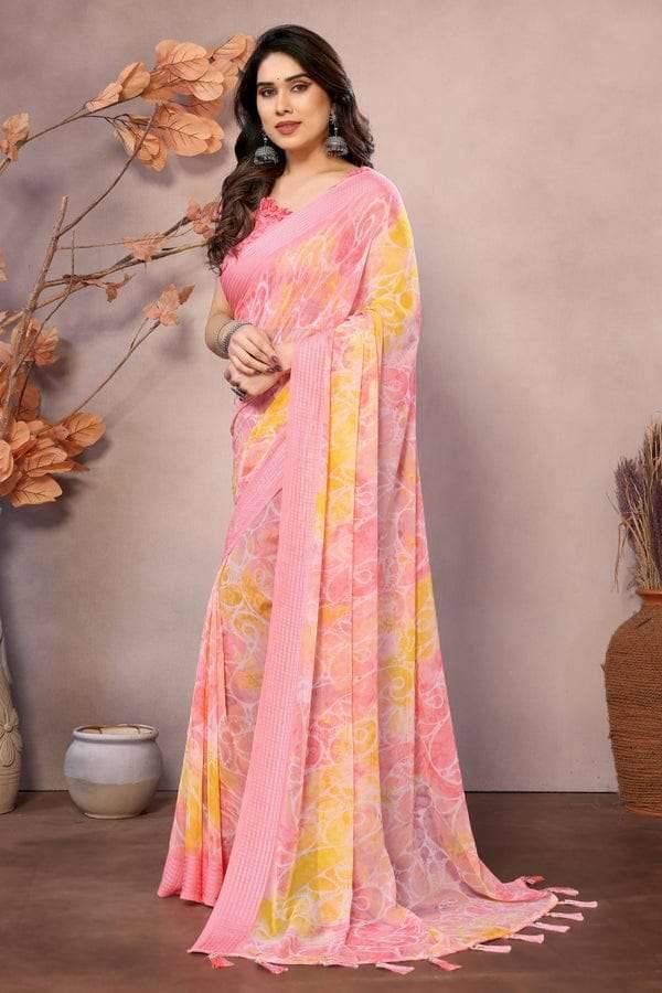 GC soft grorgette patta Surat wholesale sarees
