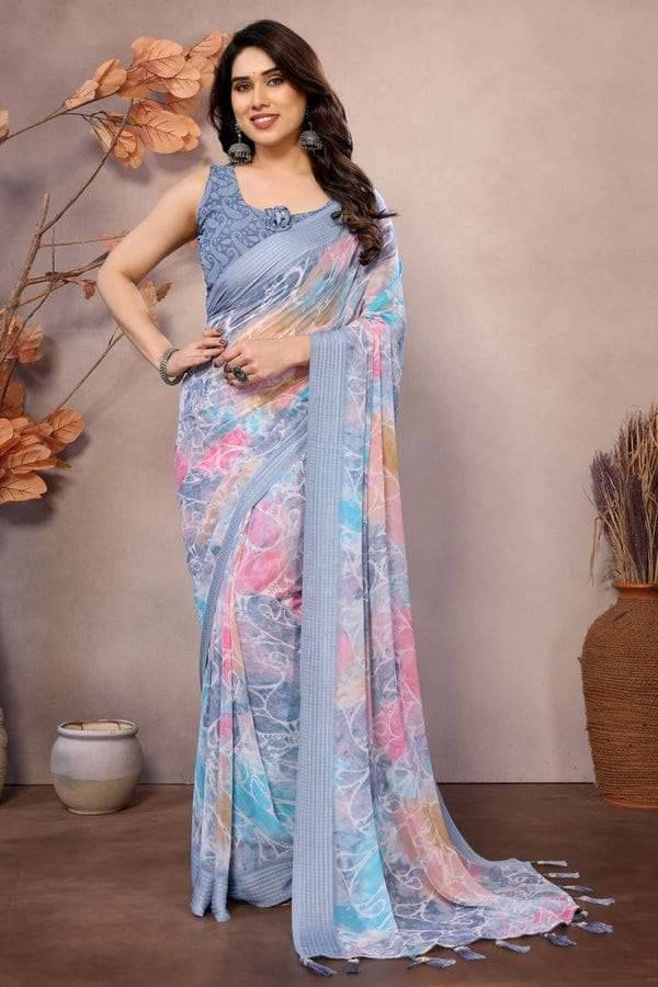 GC soft grorgette patta Surat wholesale sarees