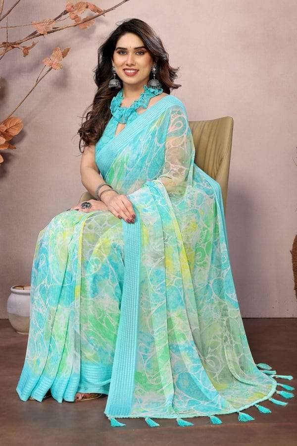 GC soft grorgette patta Surat wholesale sarees