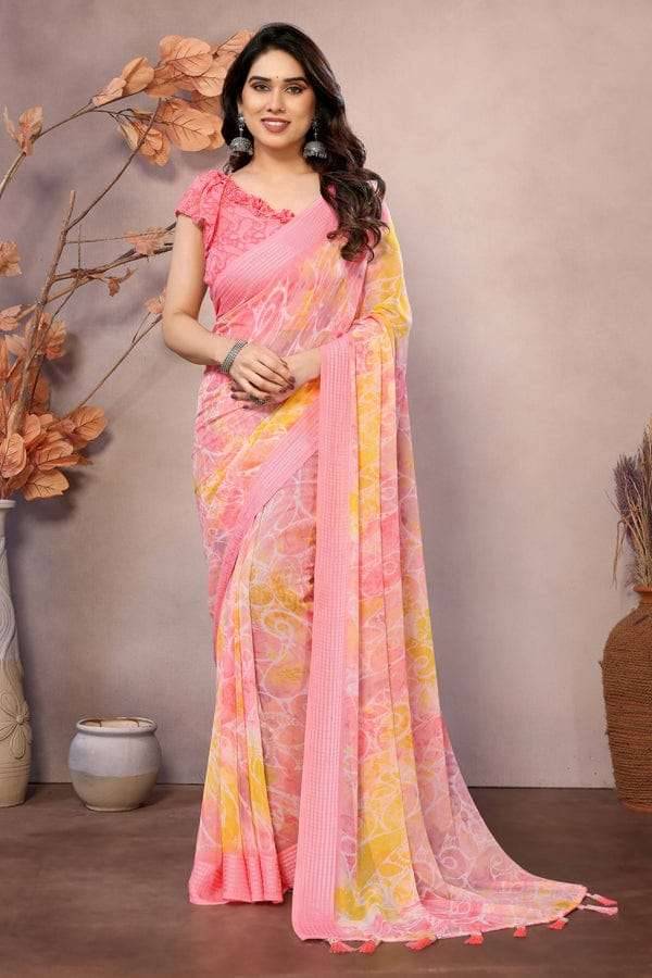 GC soft grorgette patta Surat wholesale sarees