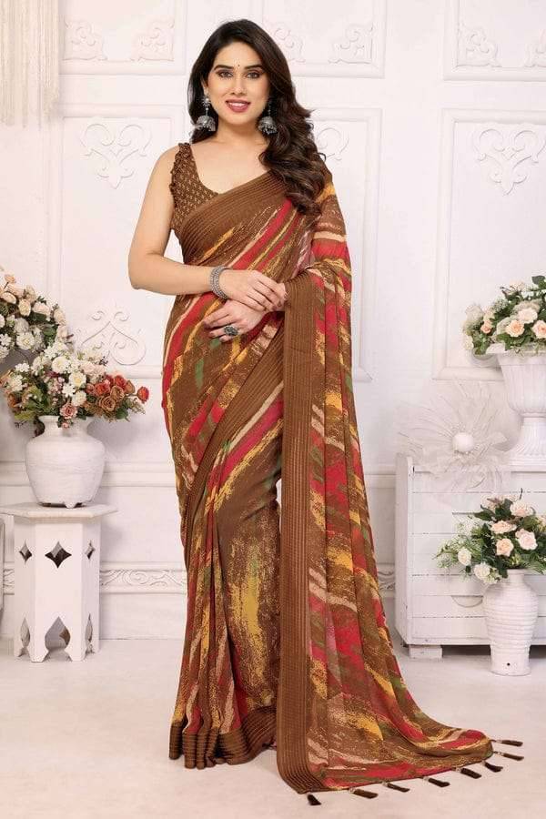 GC soft grorgette patta Surat wholesale sarees