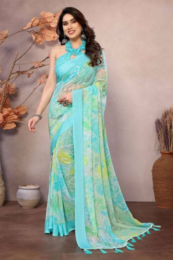 GC soft grorgette patta Surat wholesale sarees