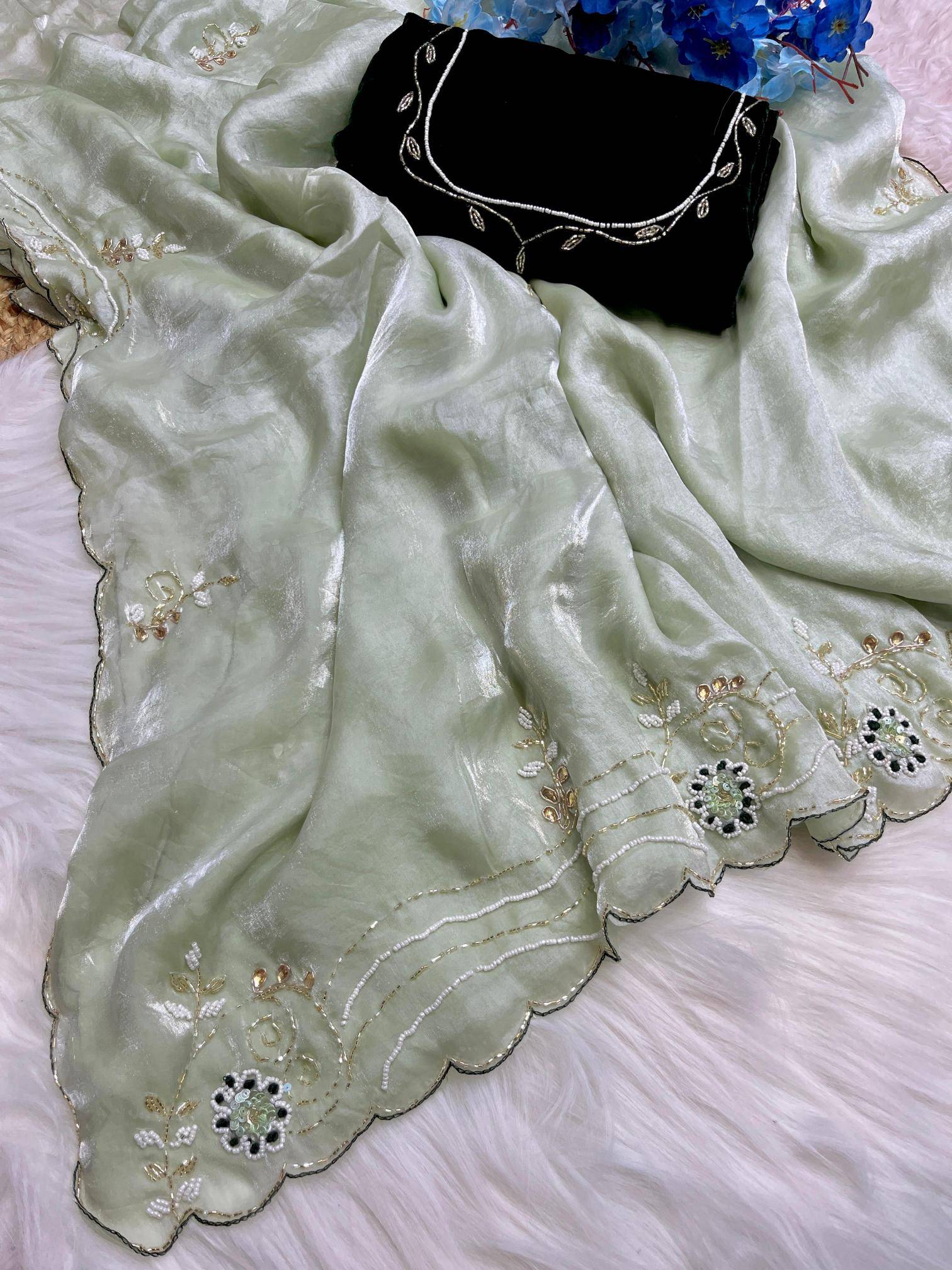 Mahaveer silks beautiful soft fendi satin Saree manufacturers in Hyderabad