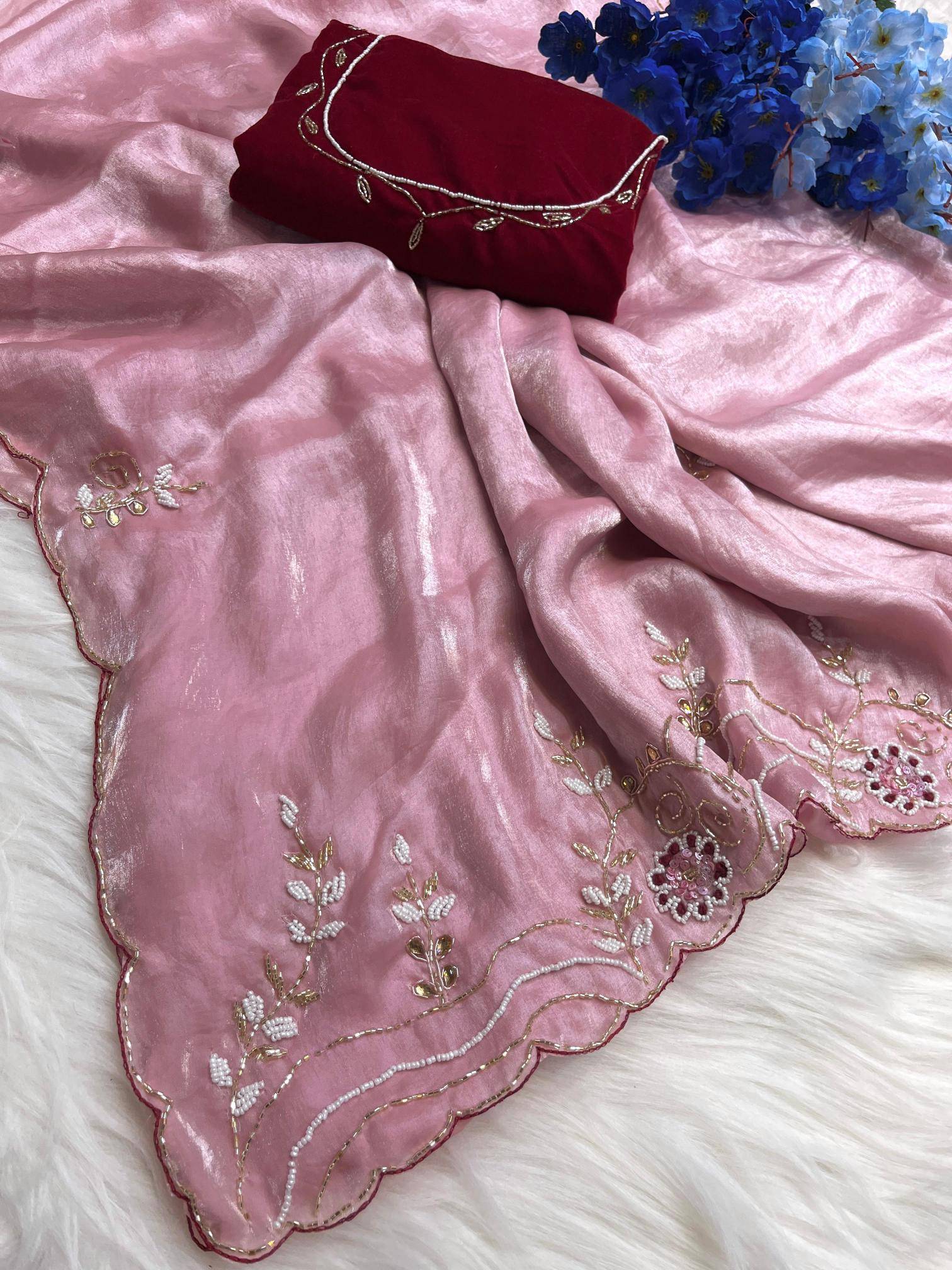 Mahaveer silks beautiful soft fendi satin Saree manufacturers in Hyderabad