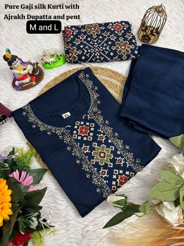 K k boutique gaji silk Kurti manufacturers in Gujarat