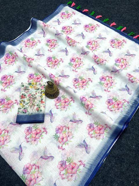 GC soft lenin with silver zari patti  Wholesale sarees in Gujarat