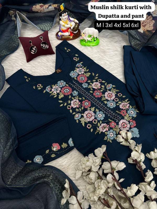 K k presents diable muslin kurti wholesalers in Ahemdabad