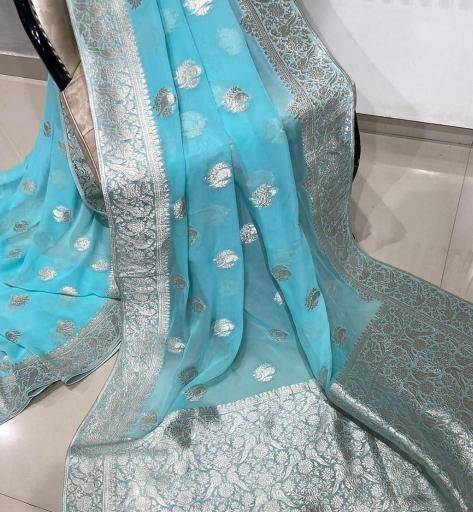 Pure crepe georgette silk Kolkata saree wholesale market price