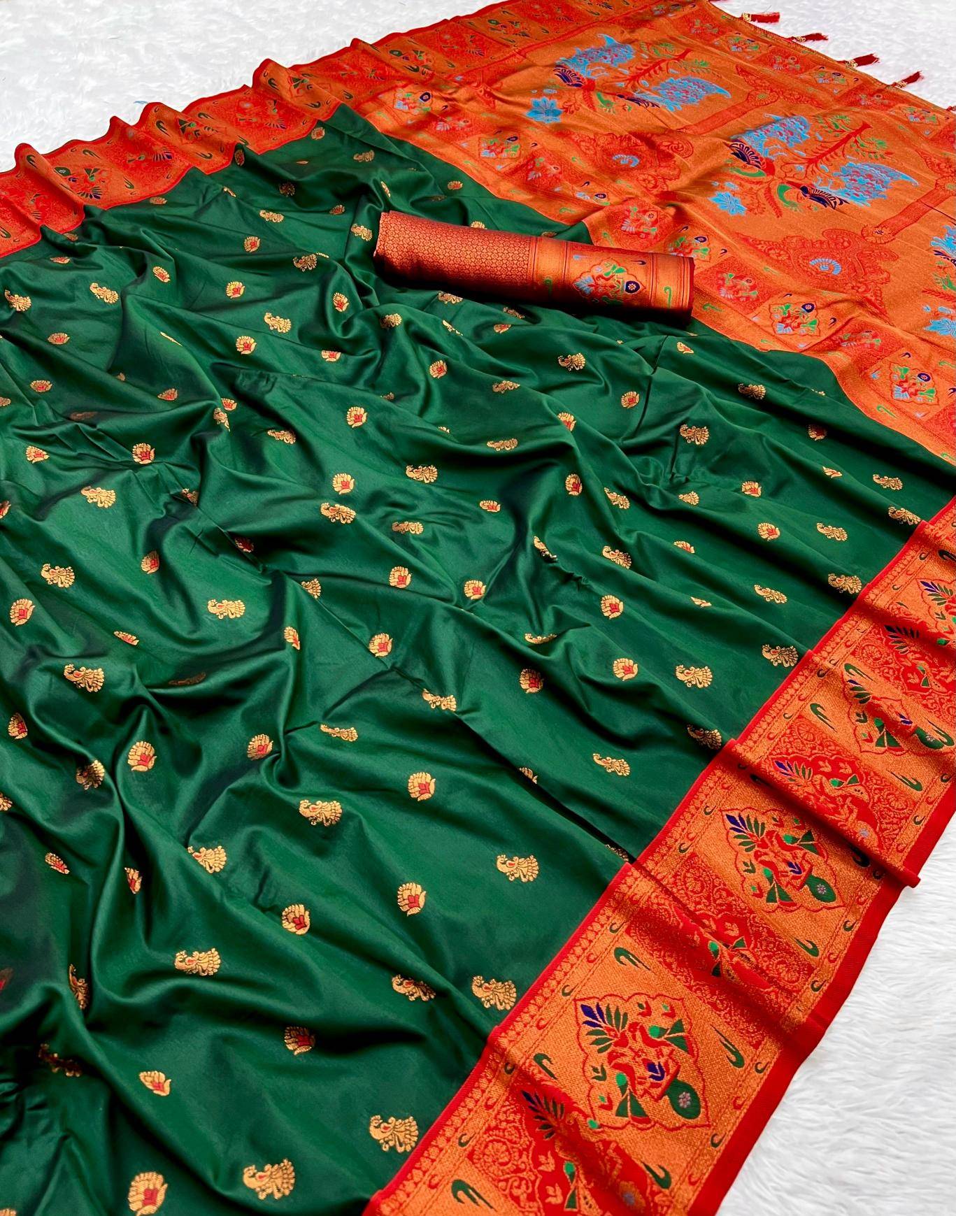 Kiva paithani soft silk with zari weawing meenakari Wholesale saree market in hydrabad