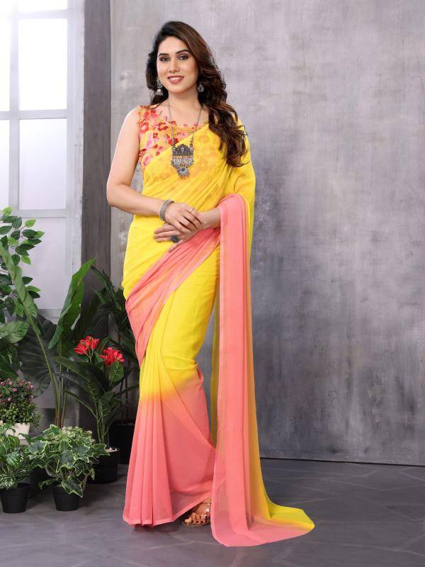GC georgette with lace work Wholesale saree manufacturer