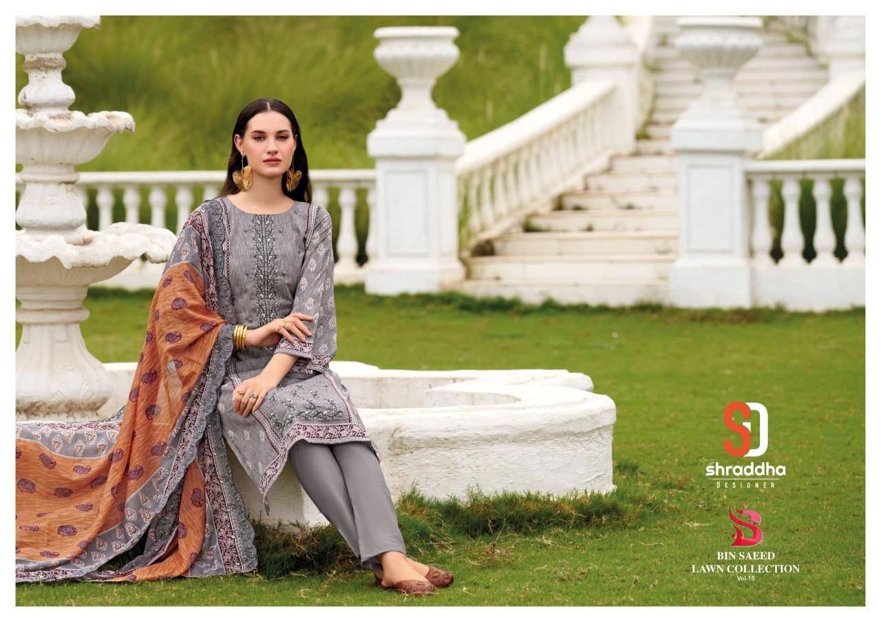 Sharadddha designer bin saeed vol 15 Wholesale dress materials online