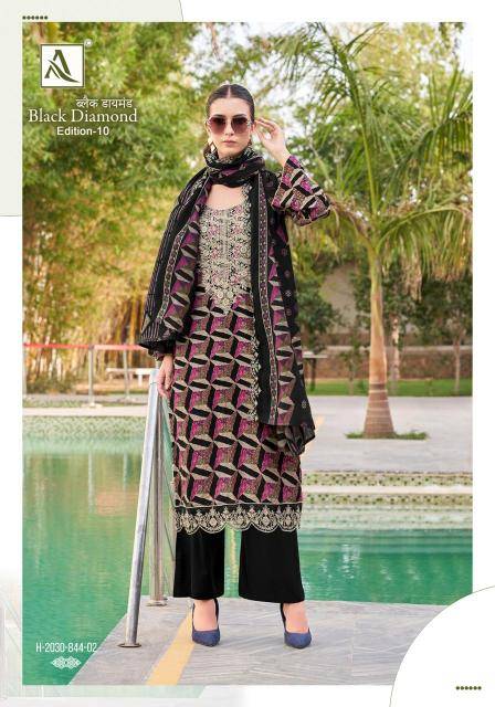 Alok suit black diamond 10 Dress materials manufacturers in India