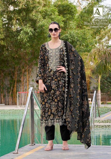 Alok suit black diamond 10 Dress materials manufacturers in India