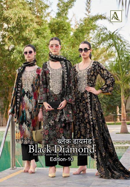 Alok suit black diamond 10 Dress materials manufacturers in India