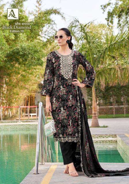 Alok suit black diamond 10 Dress materials manufacturers in India