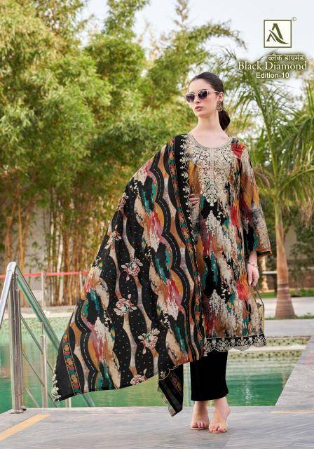 Alok suit black diamond 10 Dress materials manufacturers in India