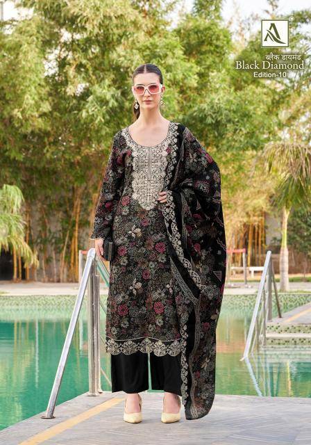 Alok suit black diamond 10 Dress materials manufacturers in India