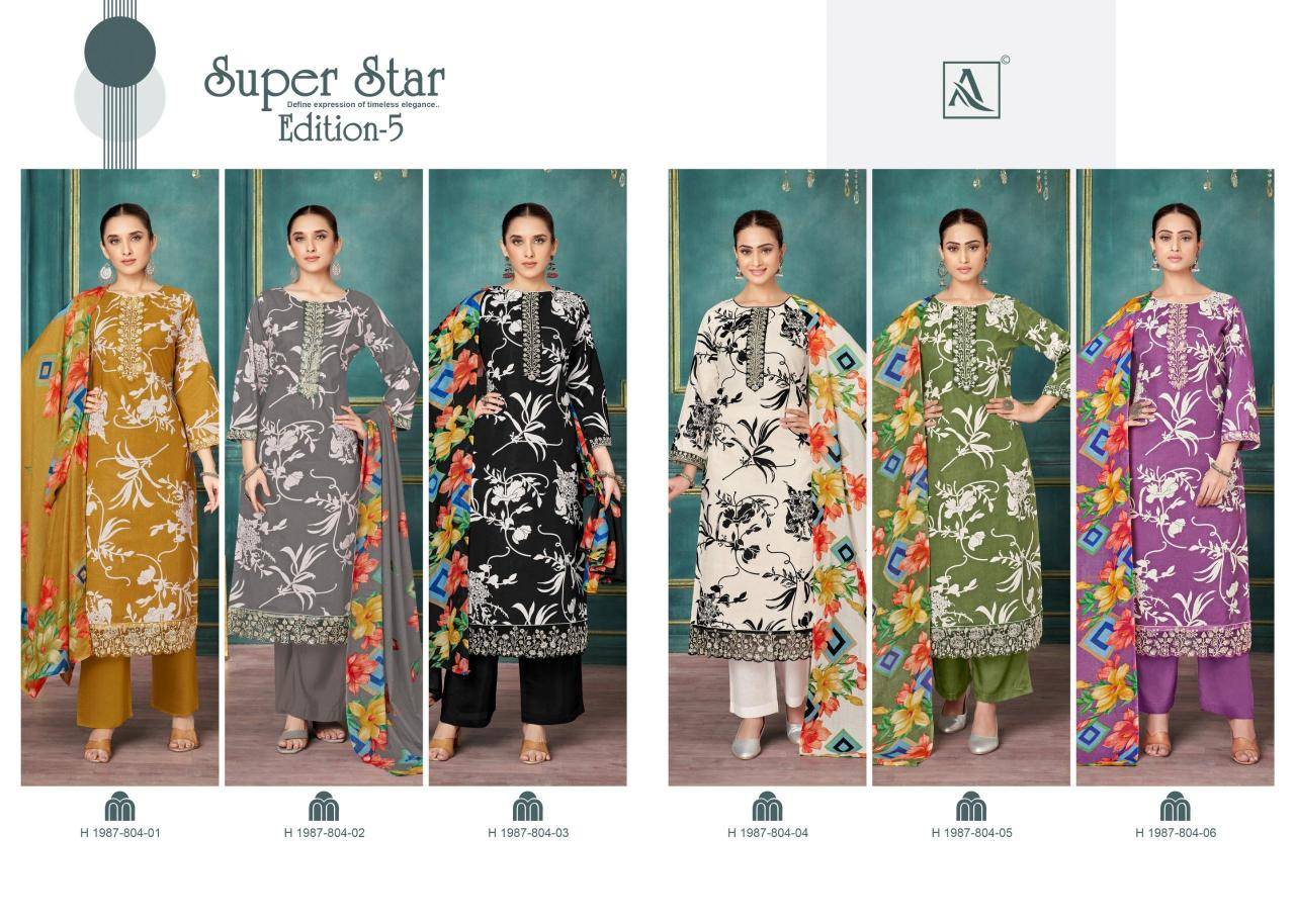 Alok suit super star 5 Ladies dress material wholesale