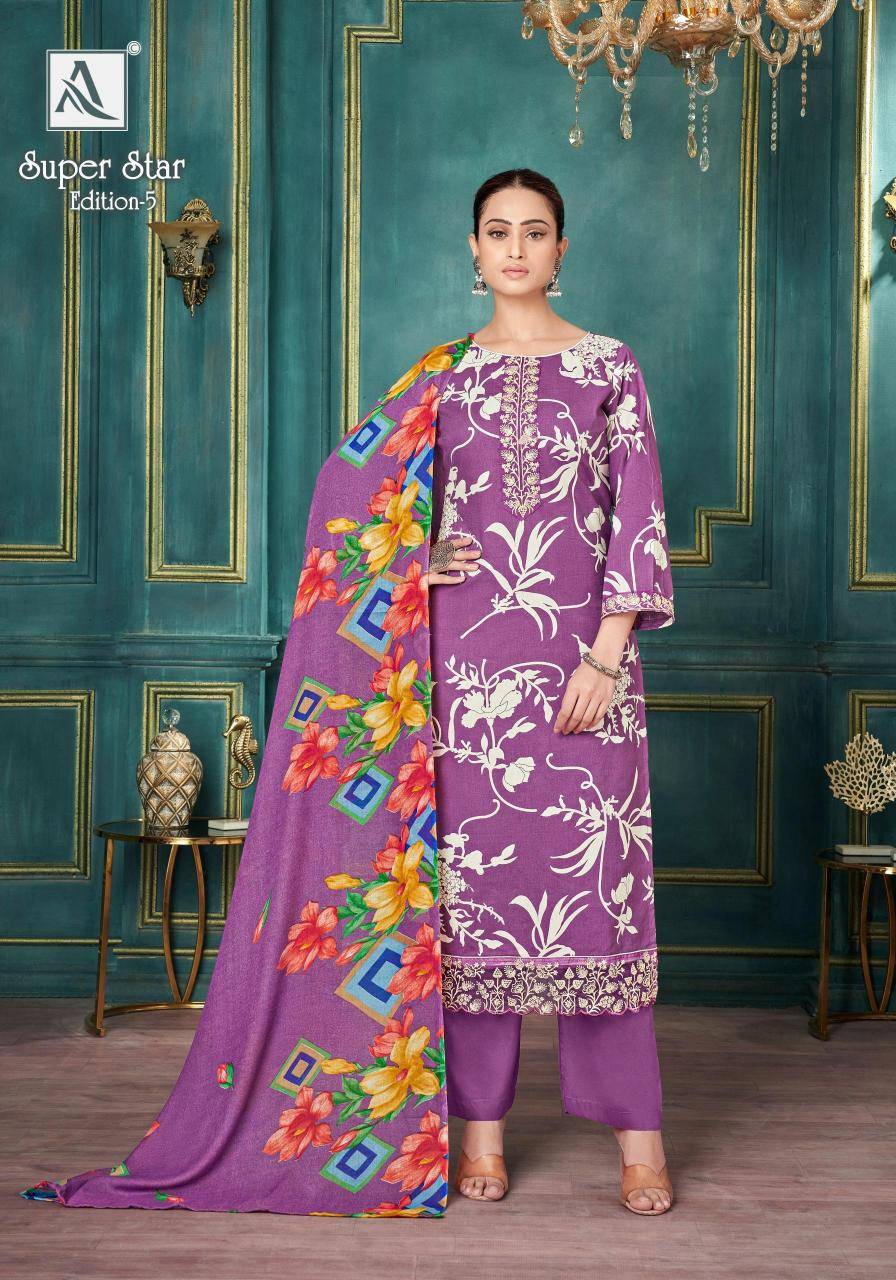 Alok suit super star 5 Ladies dress material wholesale