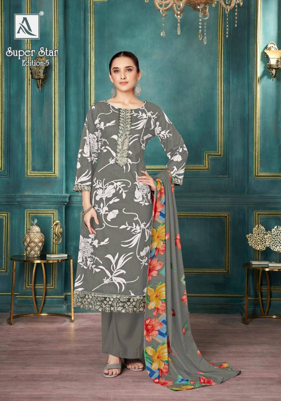 Alok suit super star 5 Ladies dress material wholesale