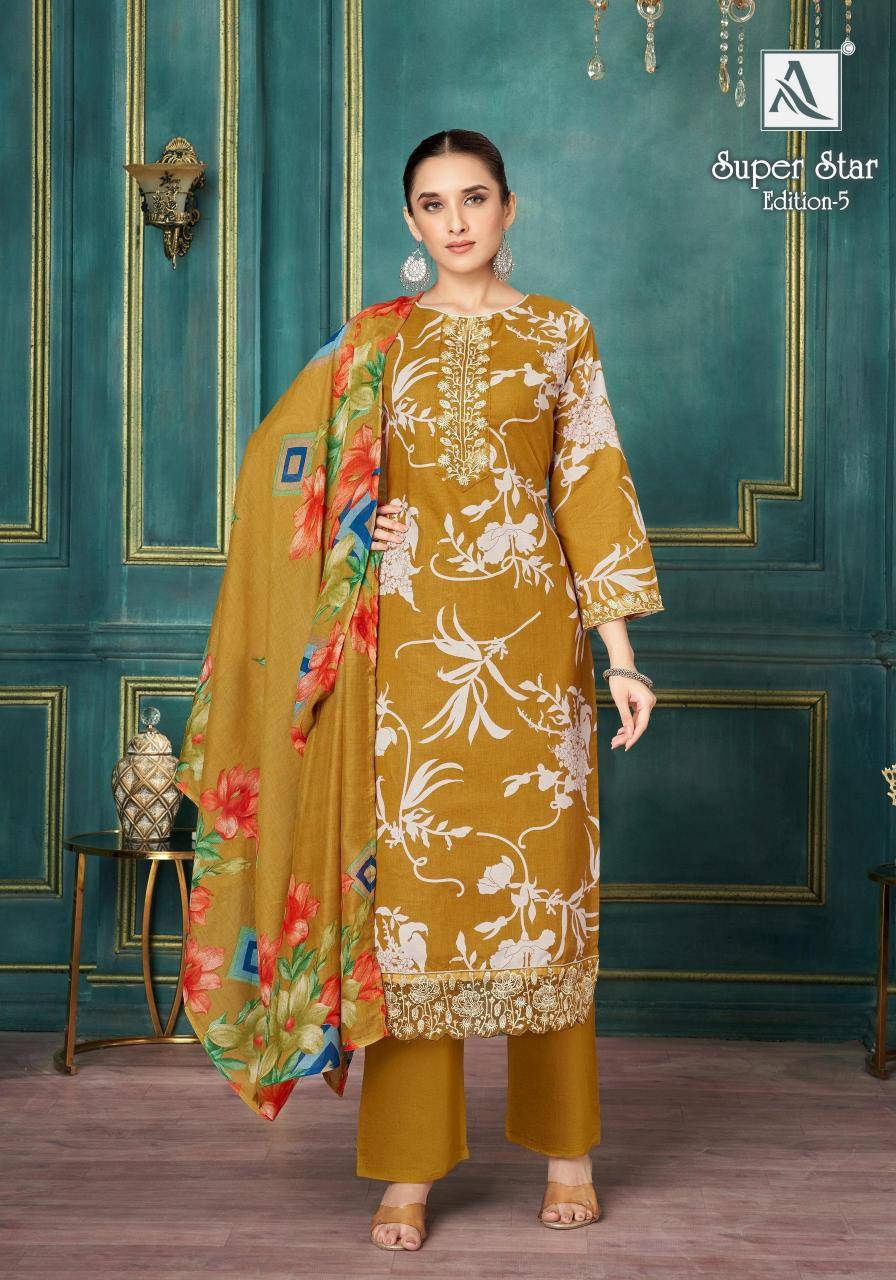 Alok suit super star 5 Ladies dress material wholesale