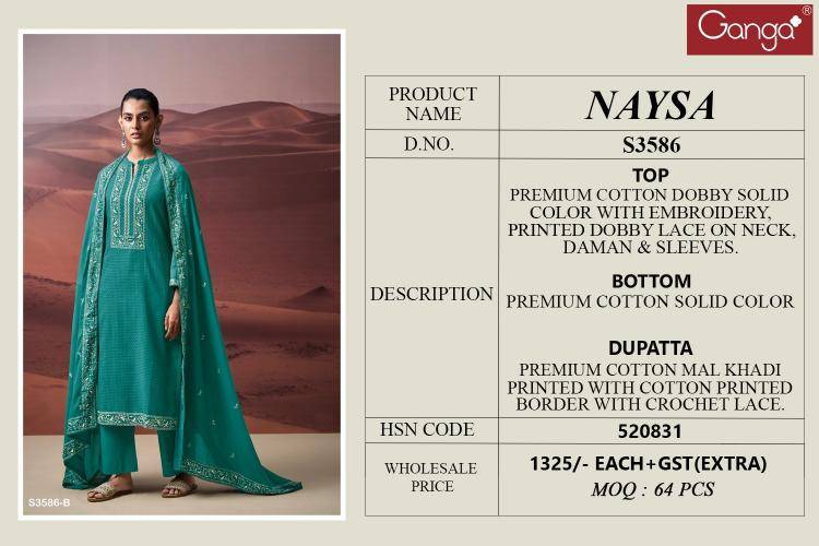 Ganga naysa 3586 Bulk dress materials in India
