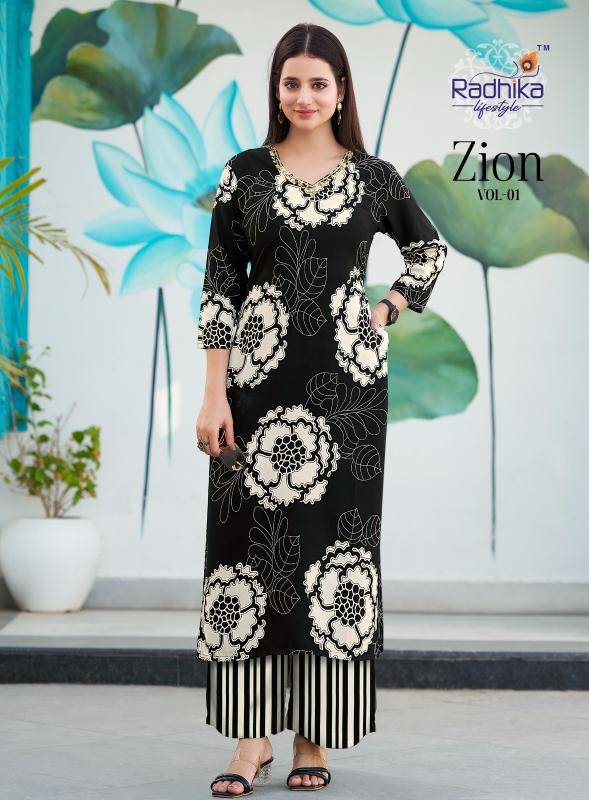 Radhika lifestyle zion vol 1 co ord set  Kurtis at Wholesale Price in Surat