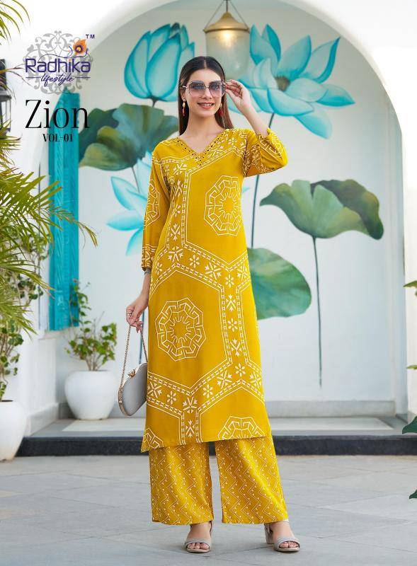 Radhika lifestyle zion vol 1 co ord set  Kurtis at Wholesale Price in Surat