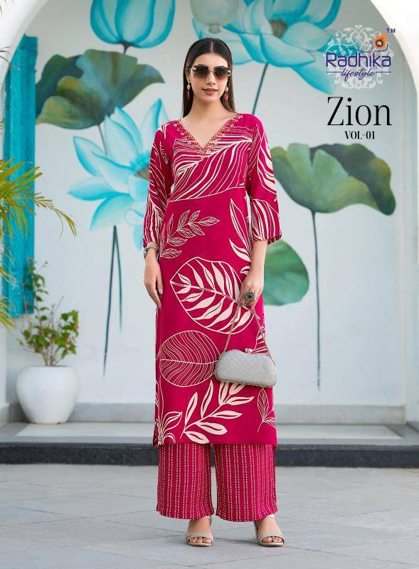 Radhika lifestyle zion vol 1 co ord set  Kurtis at Wholesale Price in Surat