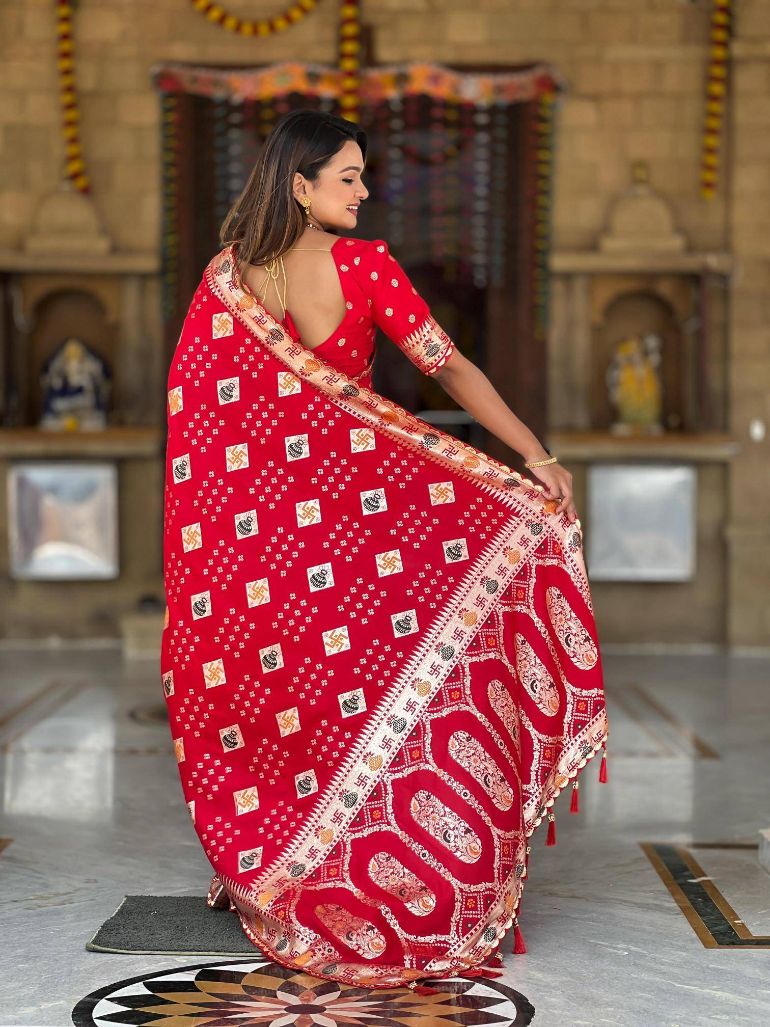 Swastik pure viscous dolla silk swastik saree wholesale market online catalog
