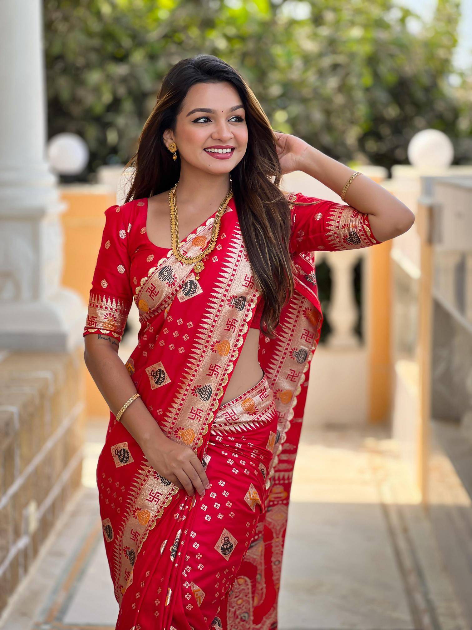 Swastik pure viscous dolla silk swastik saree wholesale market online catalog