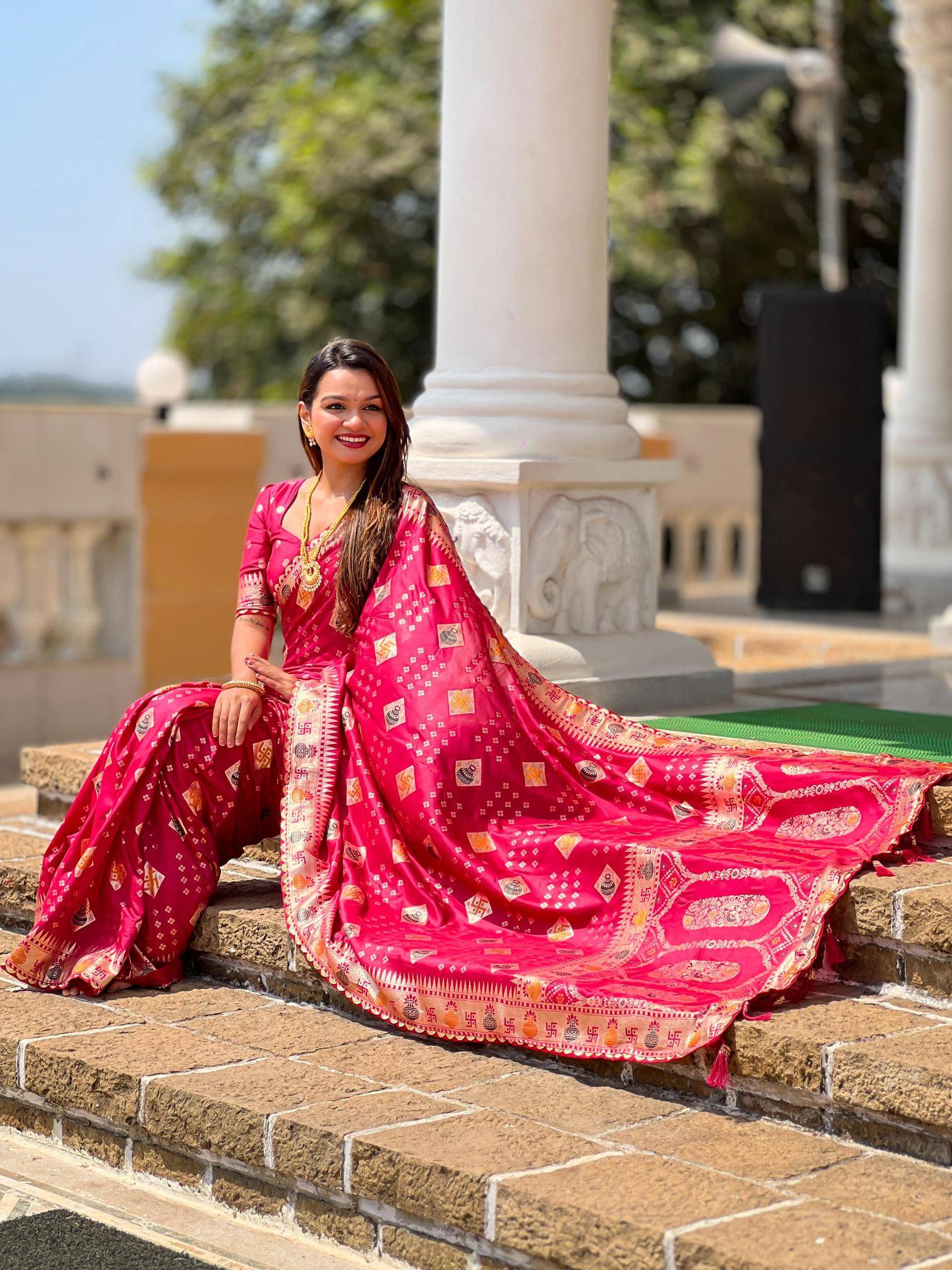 Swastik pure viscous dolla silk swastik saree wholesale market online catalog