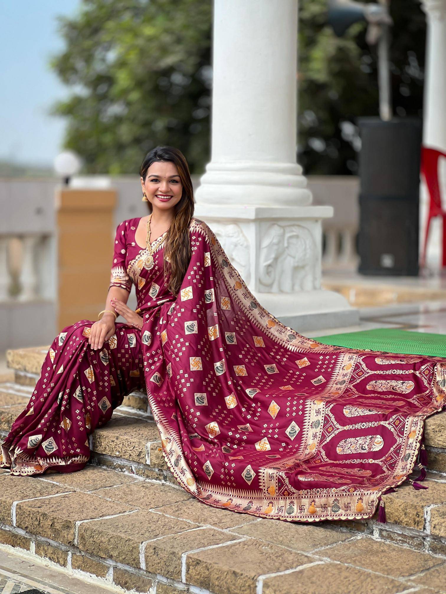 Swastik pure viscous dolla silk swastik saree wholesale market online catalog