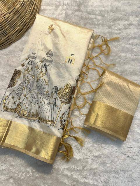 Special tusser quality with kalankari Saree suppliers in Mumbai