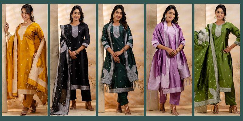 Vairaj banarasi jecard silk 3 Kurti wholesale in Surat