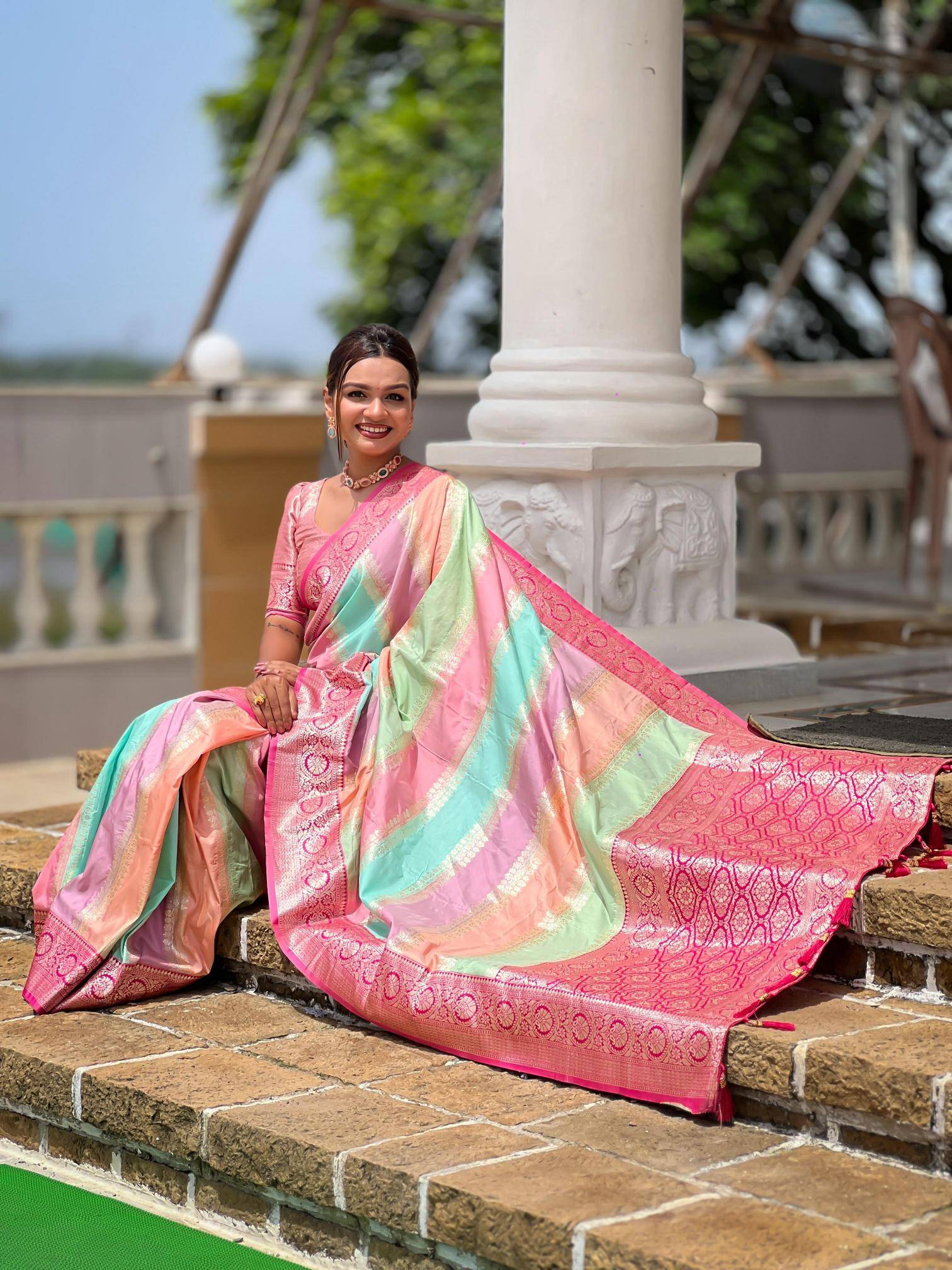 Multi colour catlouge soft banarasi silk Saree Wholesale Online Shopping