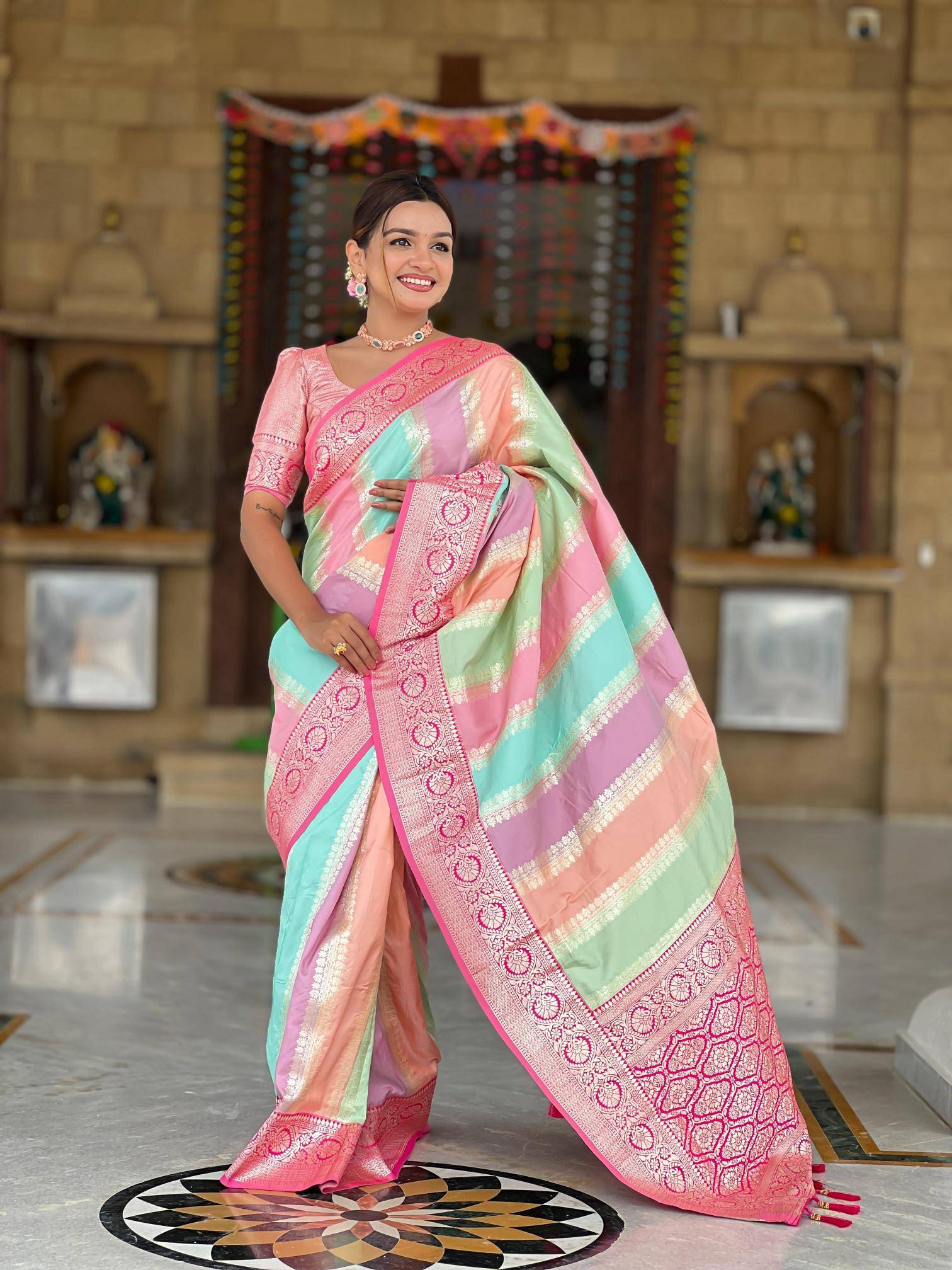 Multi colour catlouge soft banarasi silk Saree Wholesale Online Shopping