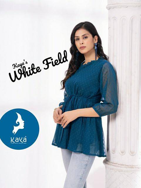 Kaya kurti white field modern indian kurtis