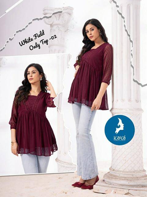 Kaya kurti white field modern indian kurtis