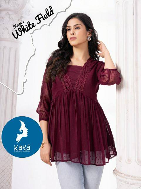 Kaya kurti white field modern indian kurtis