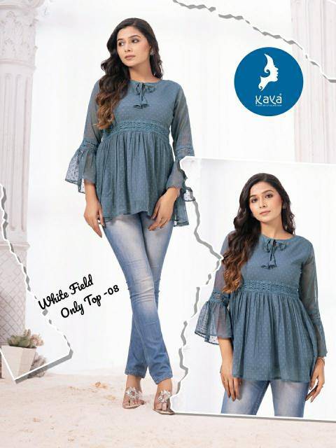 Kaya kurti white field modern indian kurtis