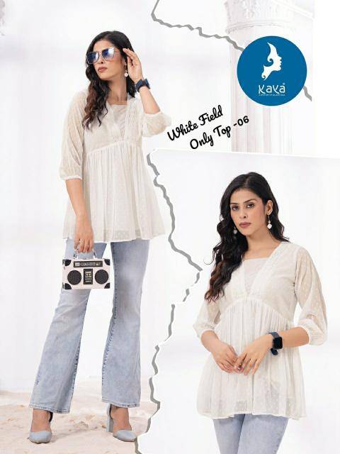 Kaya kurti white field modern indian kurtis