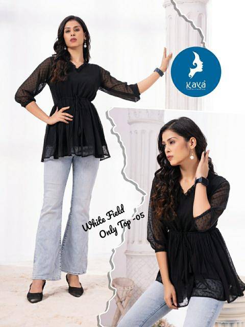 Kaya kurti white field modern indian kurtis