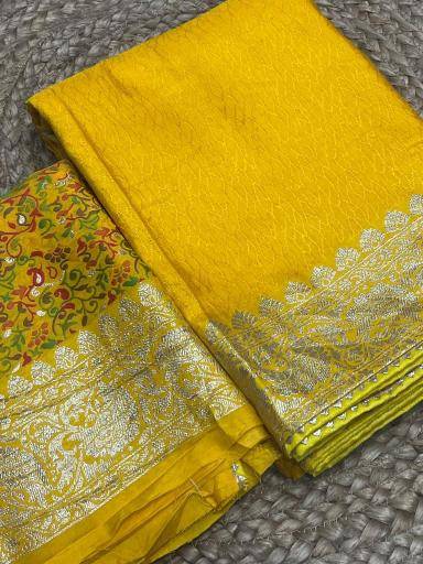 Pure kashmiri kadhai weaved russian cotton silk Wholesale saree suppliers in India