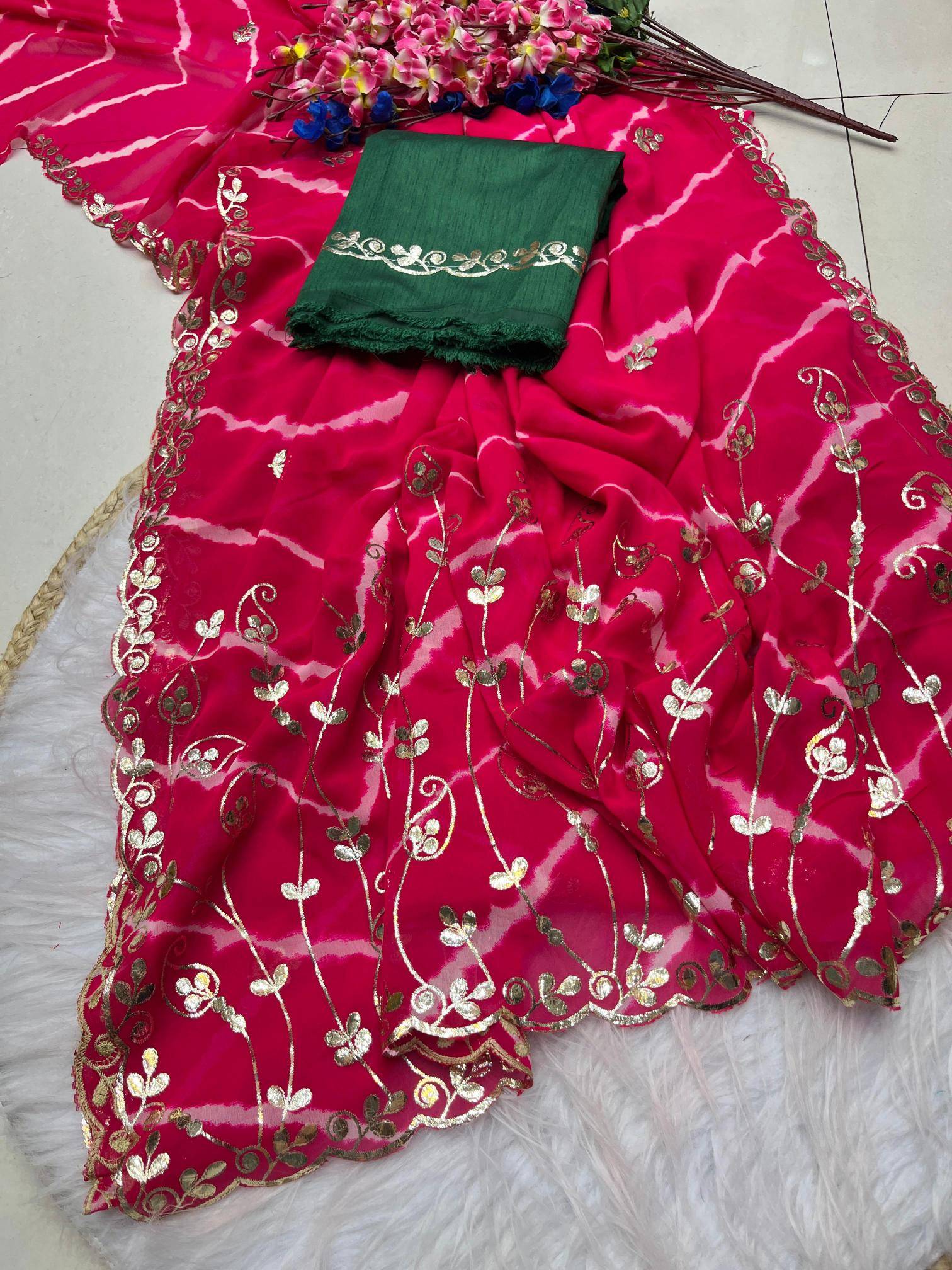 Vinayak sawan special soft lehriya Party wear sarees wholesale