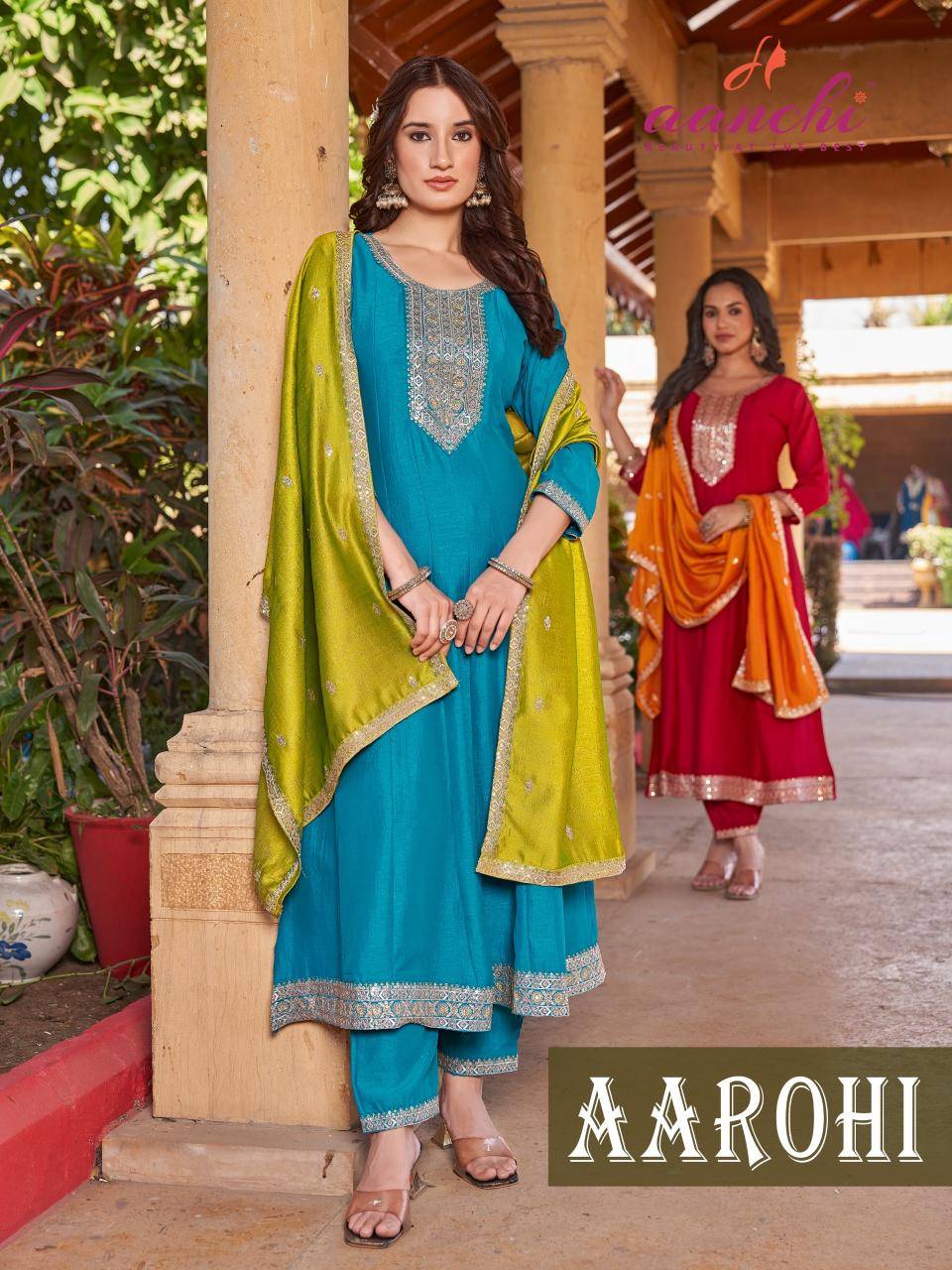 Aanchi aarohi vichitra silk 3 stylish indian kurtis
