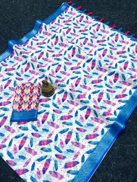 GC soft lenin silver zari patti Wholesale saree market in Surat