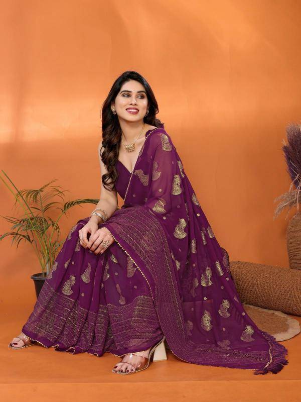 GC soft georgette with foil work saree wholesale market in India