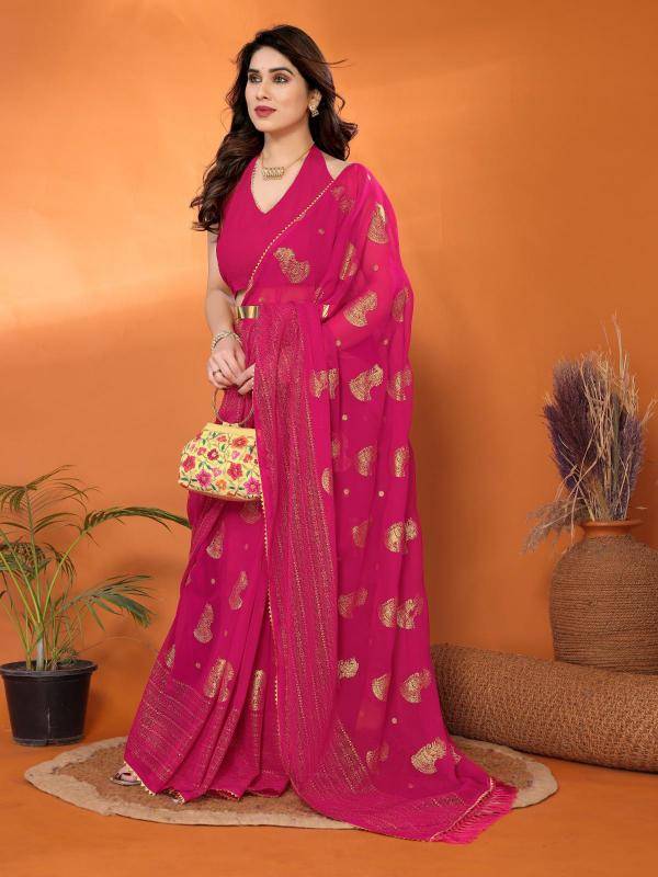 GC soft georgette with foil work saree wholesale market in India